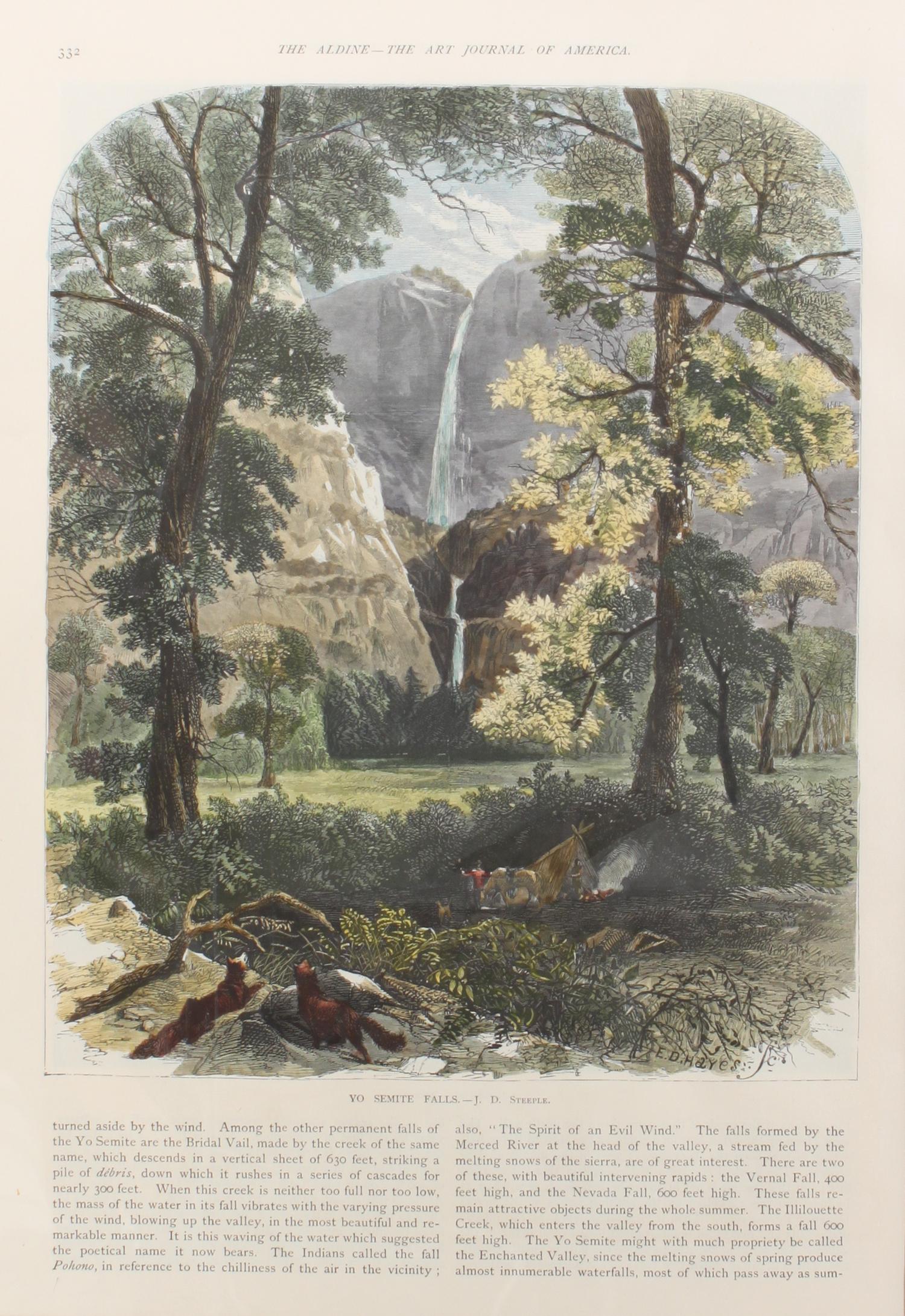 Six Hand Colored Woodblock Prints of Yosemite Height 14 x width 9 3/4 inches — LATE-19TH CENTURY