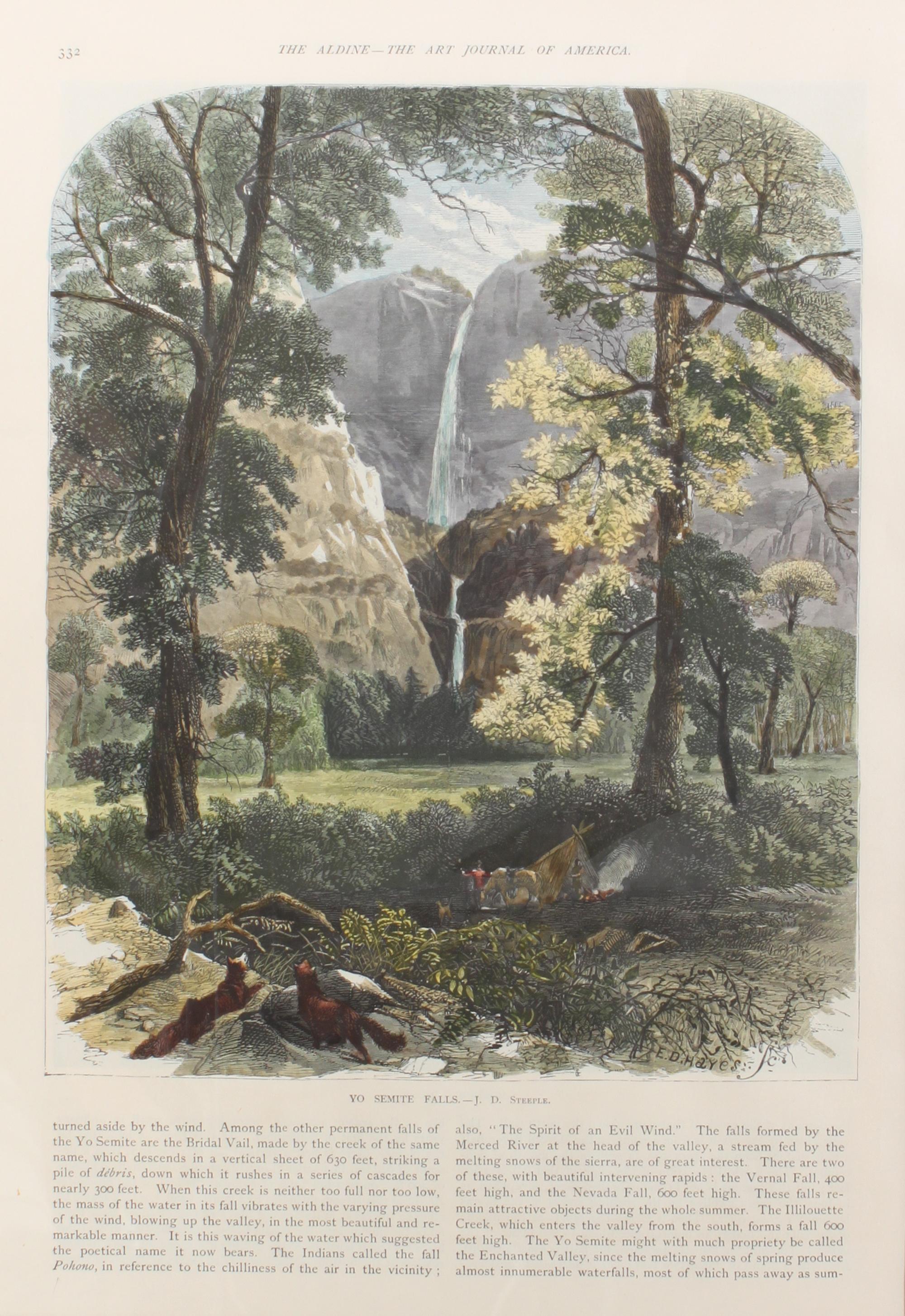 Six Hand Colored Woodblock Prints of Yosemite Height 14 x width 9 3/4 inches — LATE-19TH CENTURY