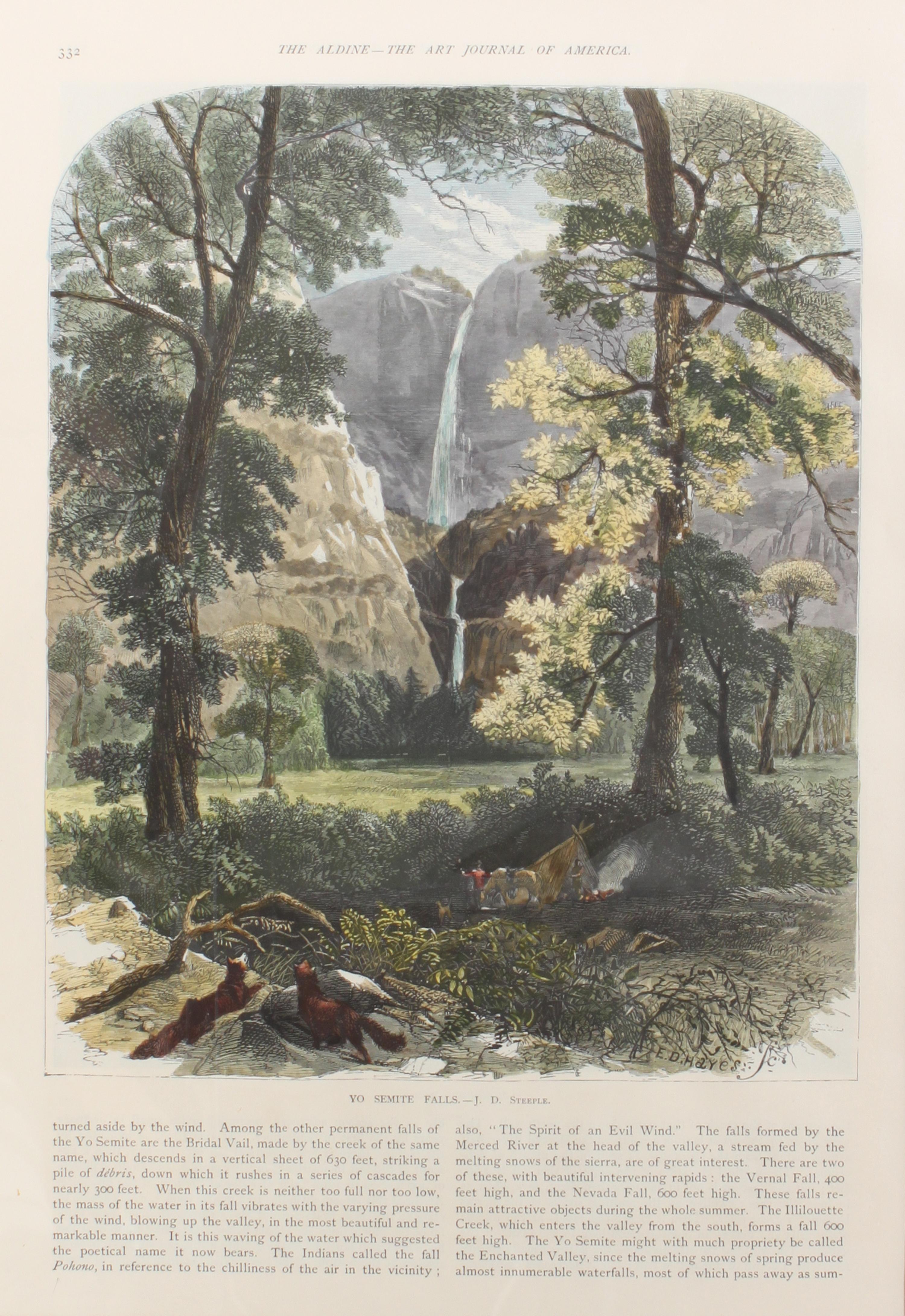 Six Hand Colored Woodblock Prints of Yosemite Height 14 x width 9 3/4 inches — LATE-19TH CENTURY
