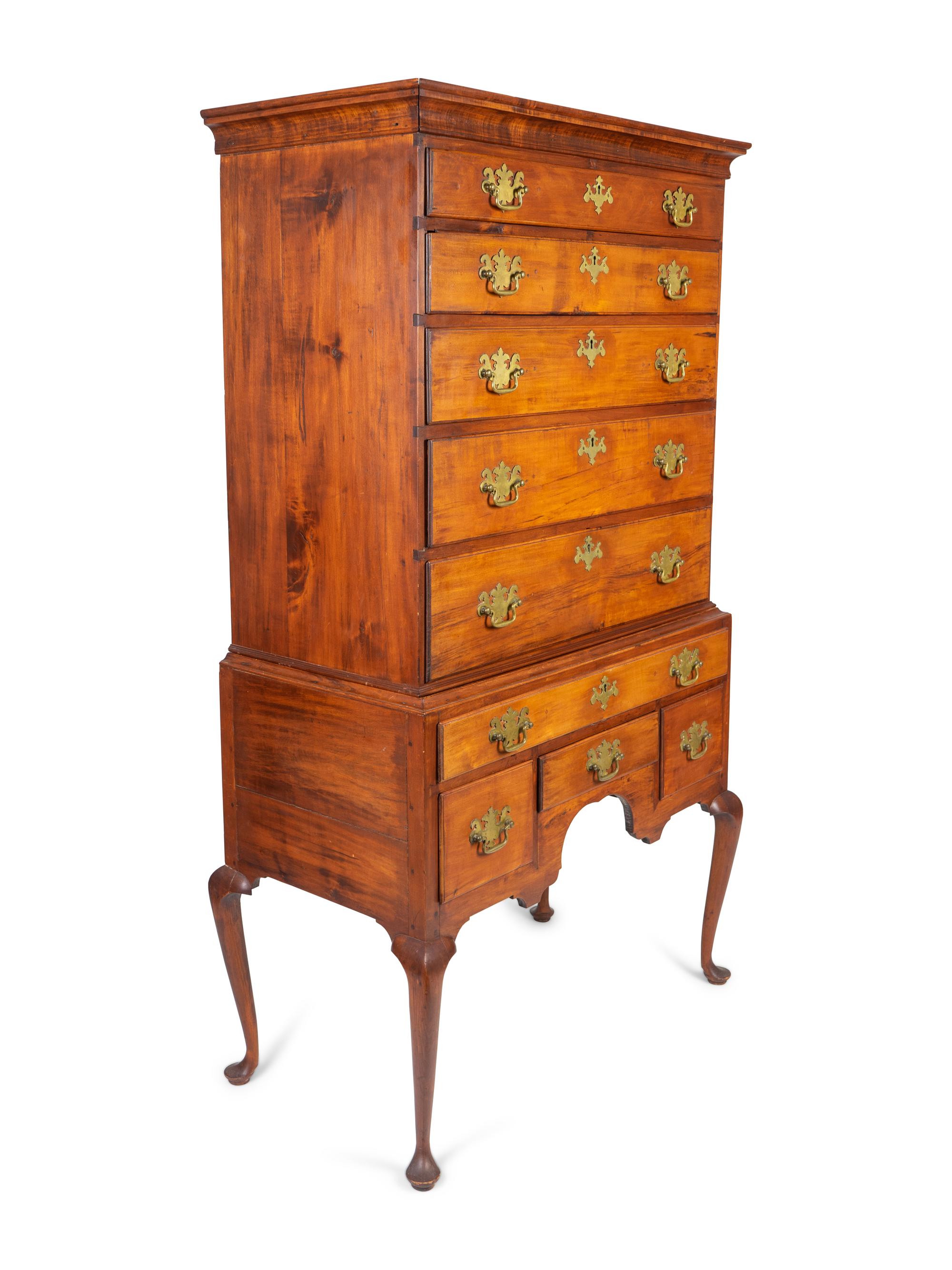 A Queen Anne Style Maple Flat-Top Highboy — 19TH CENTURY