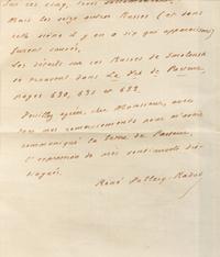 PASTEUR, Louis (1822-1895). Autograph letter signed ("L. Pasteur"), in French, to an unnamed recipient. Paris, 14 May 1886.