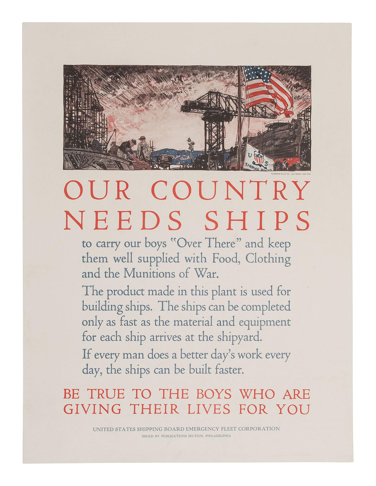 [WWI]. 5 posters issued by the United States Shipping Board Emergency Fleet Corporation.