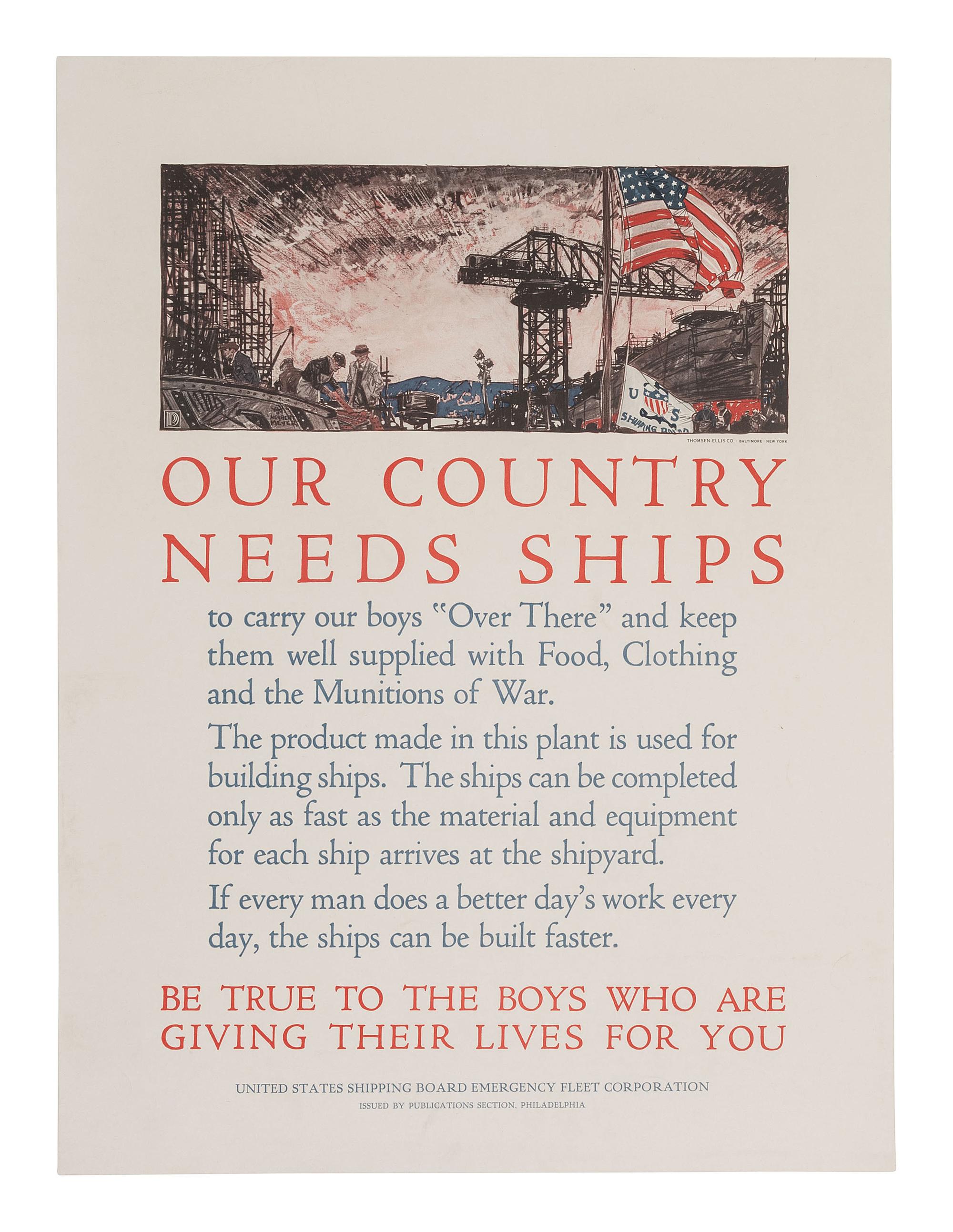 [WWI]. 5 posters issued by the United States Shipping Board Emergency Fleet Corporation.