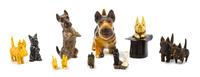 Eleven Scottish Terrier Figures Width of widest 4 1/4 inches.