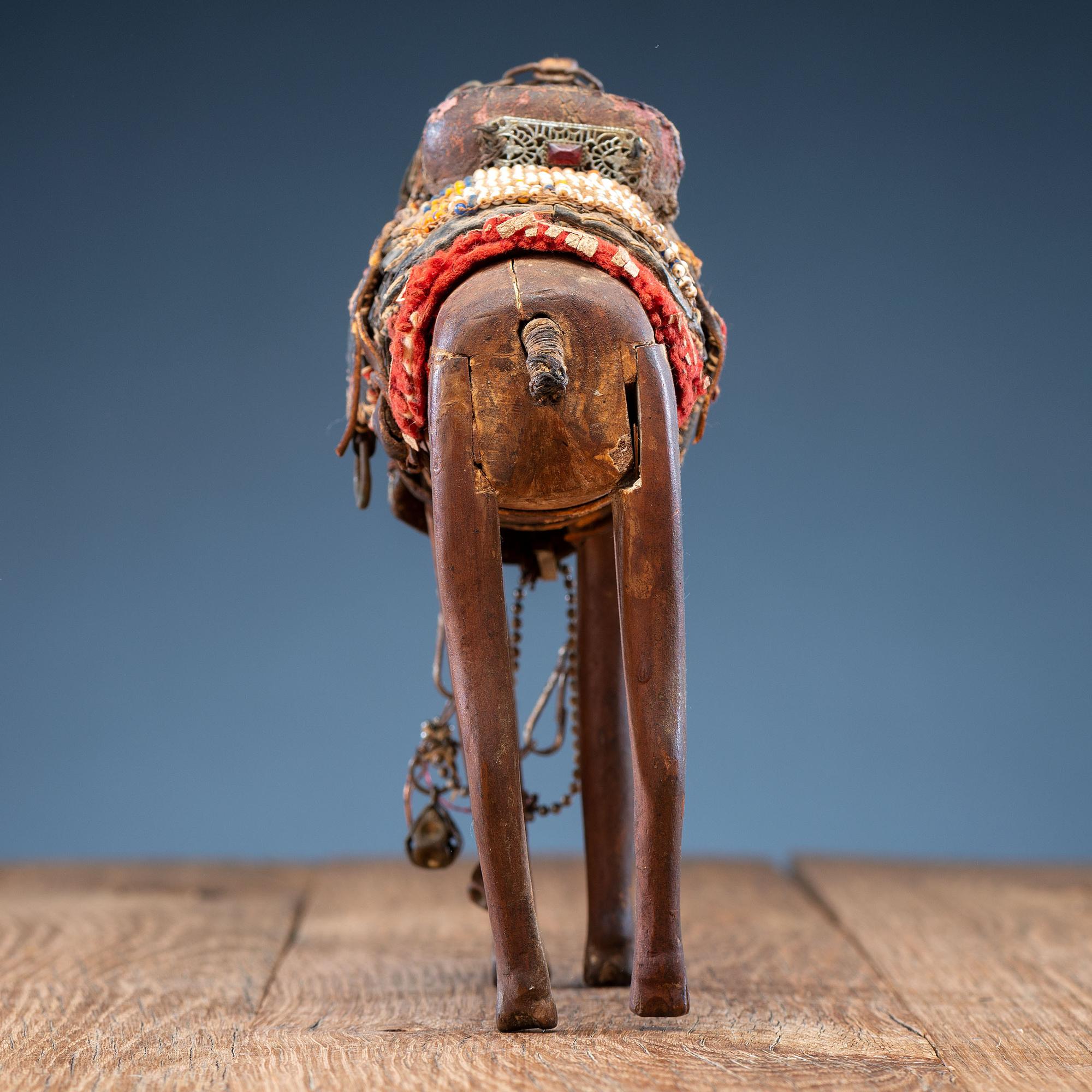 Carved Wooden Toy Horse, with Tack
