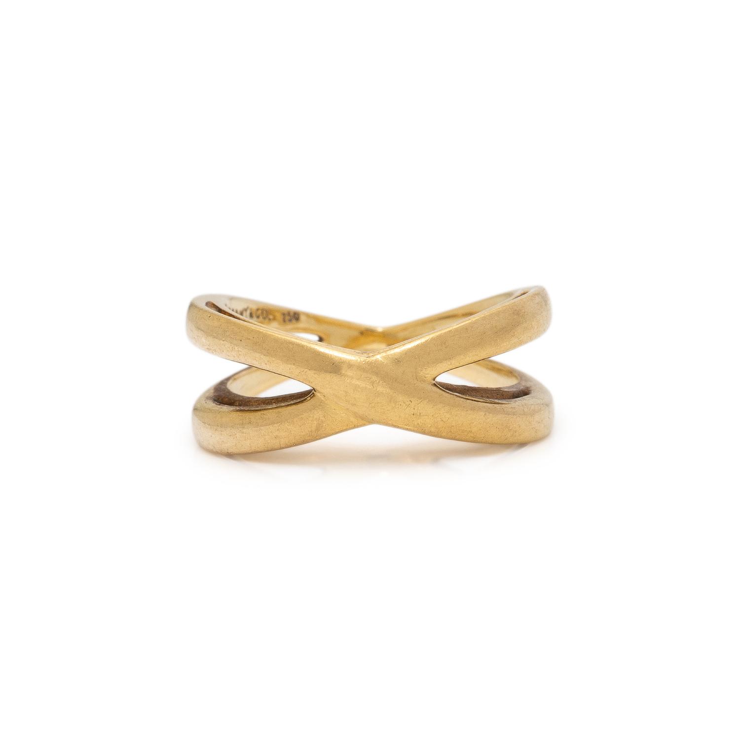TIFFANY & CO., YELLOW GOLD 'INFINITY DOUBLE CROSSOVER' RING