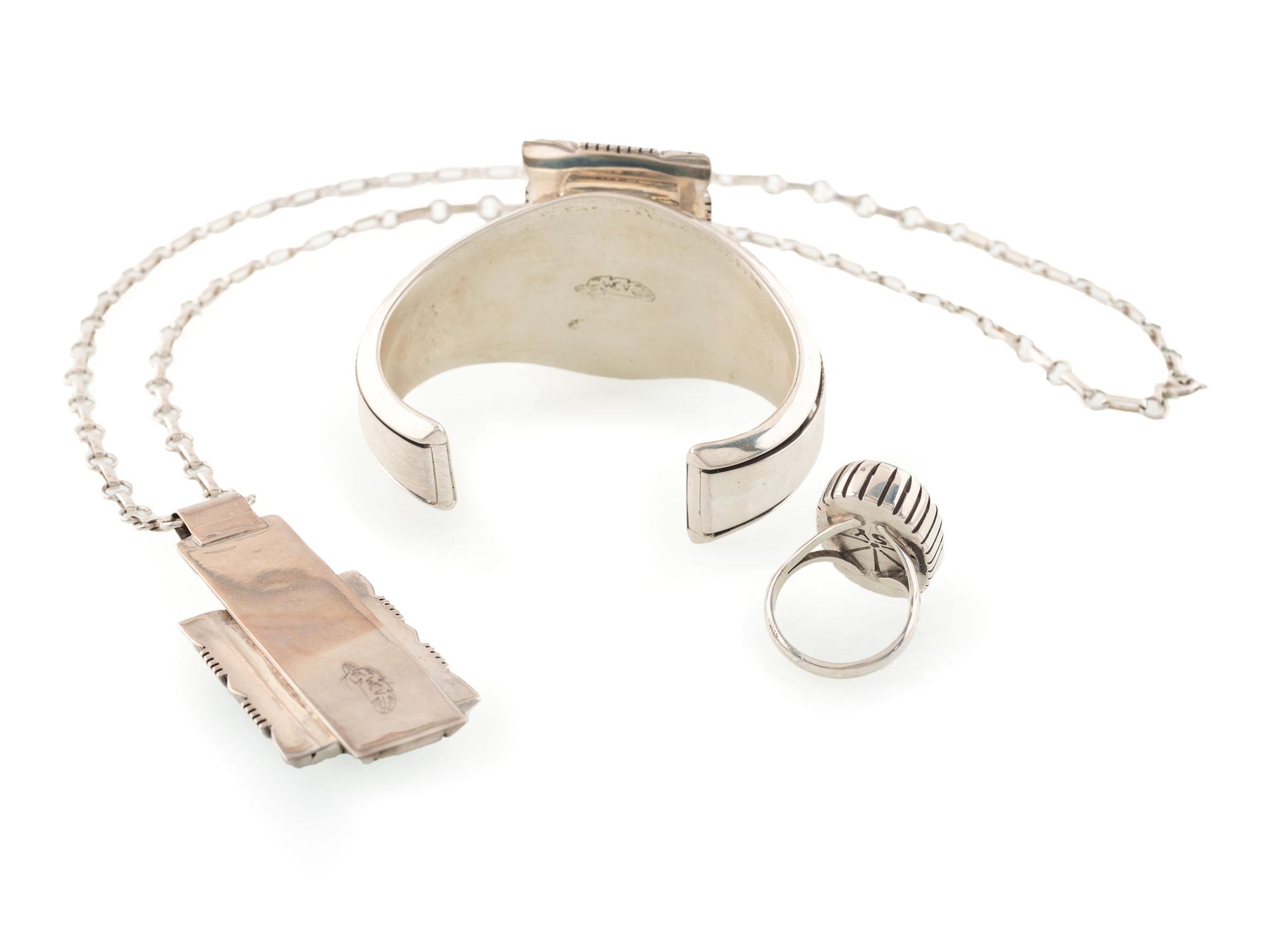 Silver and Royston Turquoise Necklace AND Cuff Bracelet Set, PLUS