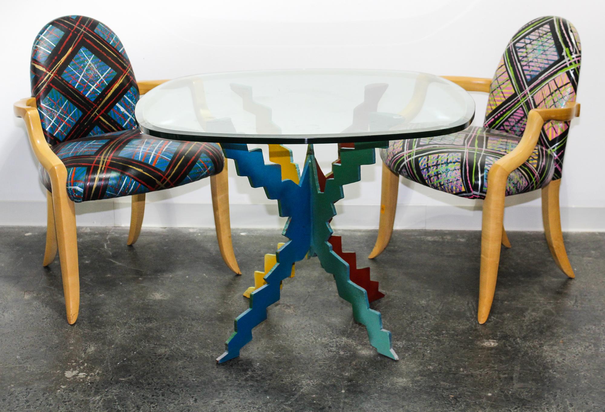 Style of Peter Dudley, , a table and four chairs