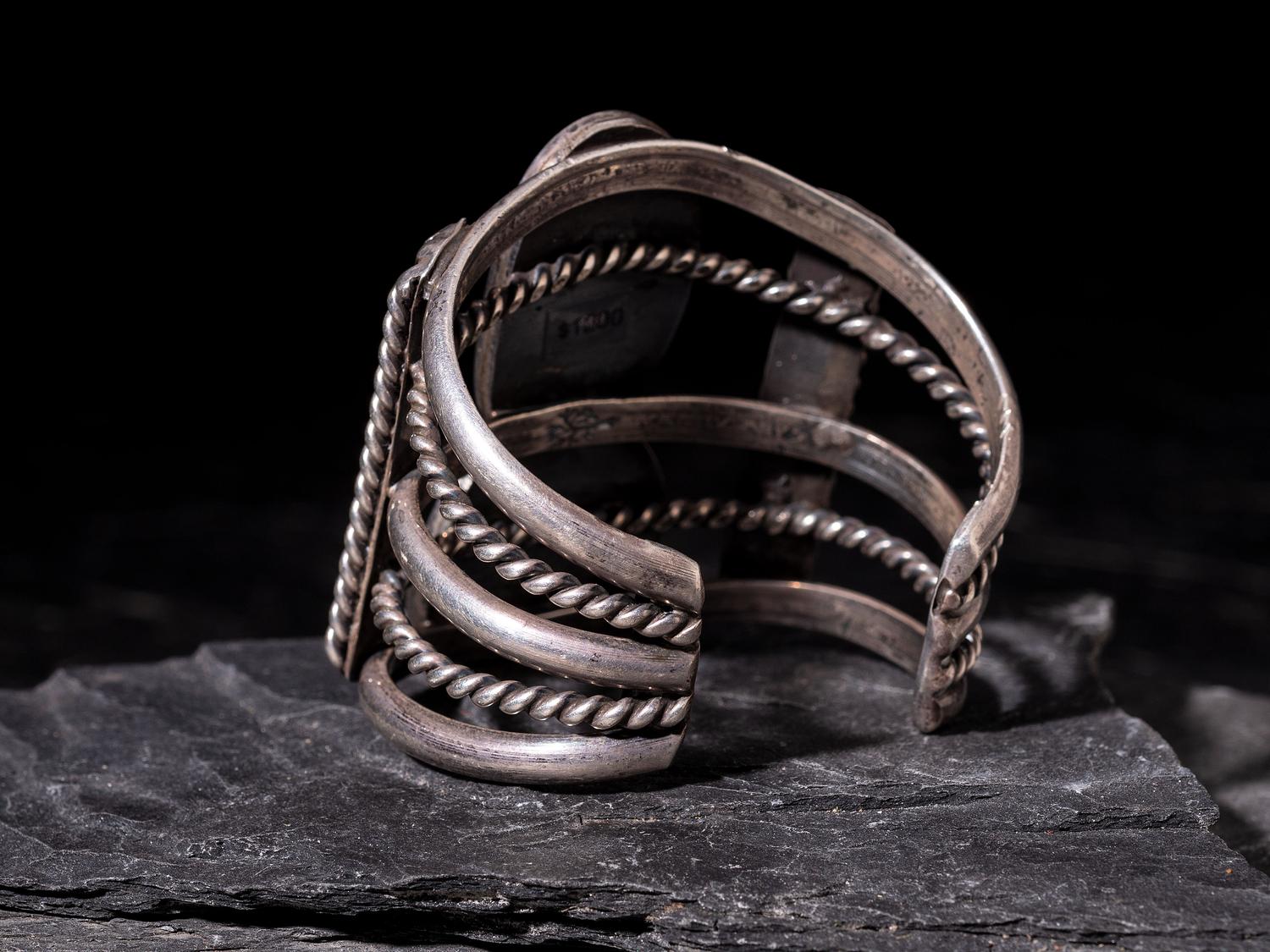 Navajo Silver and Bisbee Turquoise Cuff Bracelet