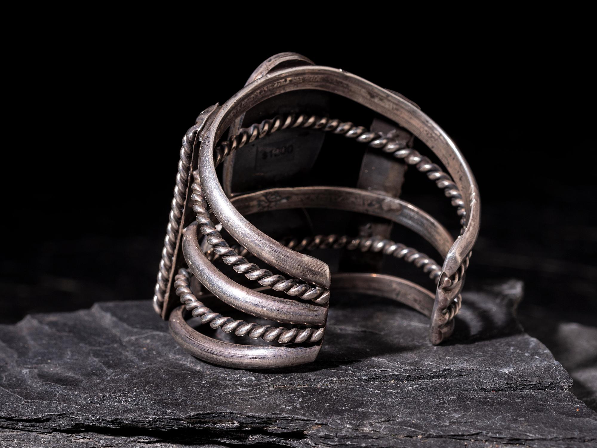 Navajo Silver and Bisbee Turquoise Cuff Bracelet