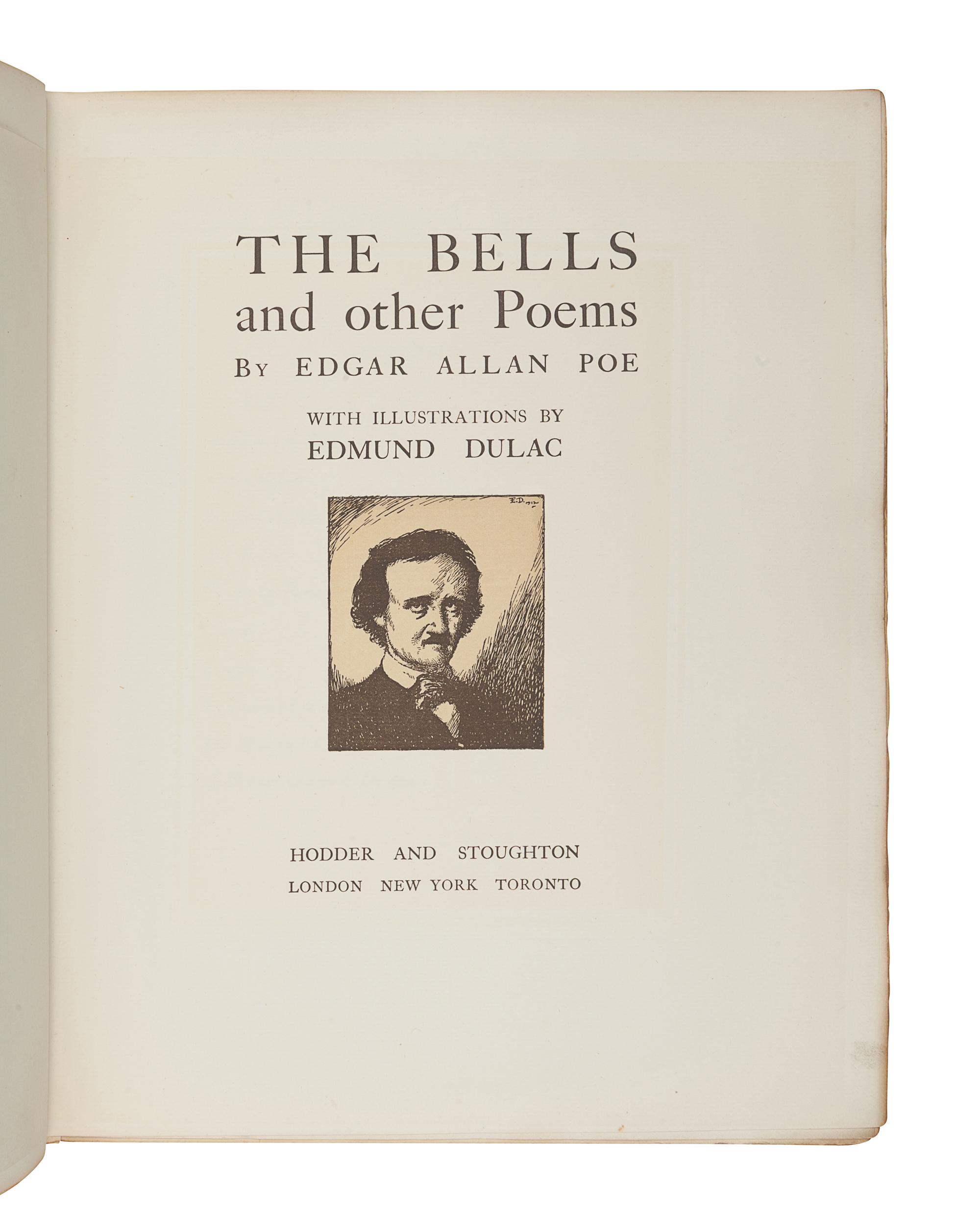 DULAC, Edmund (1882-1953), illustrator. -- POE, Edgar Allan (1809-1849). The Bells and Other Poems . London, New York, and Toronto: Hodder and Stoughton, [1912].