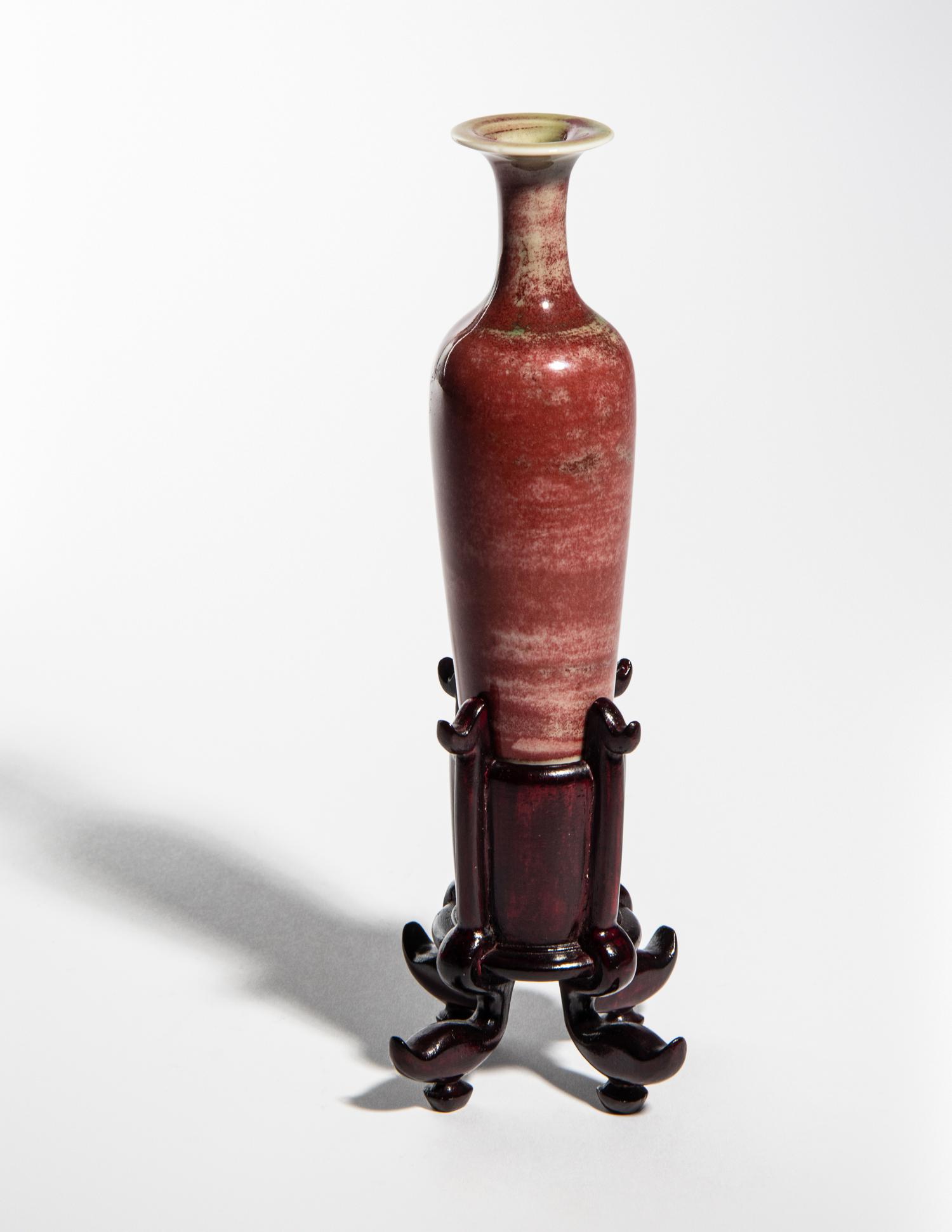 A Chinese Peachbloom Glazed Porcelain Amphora Vase