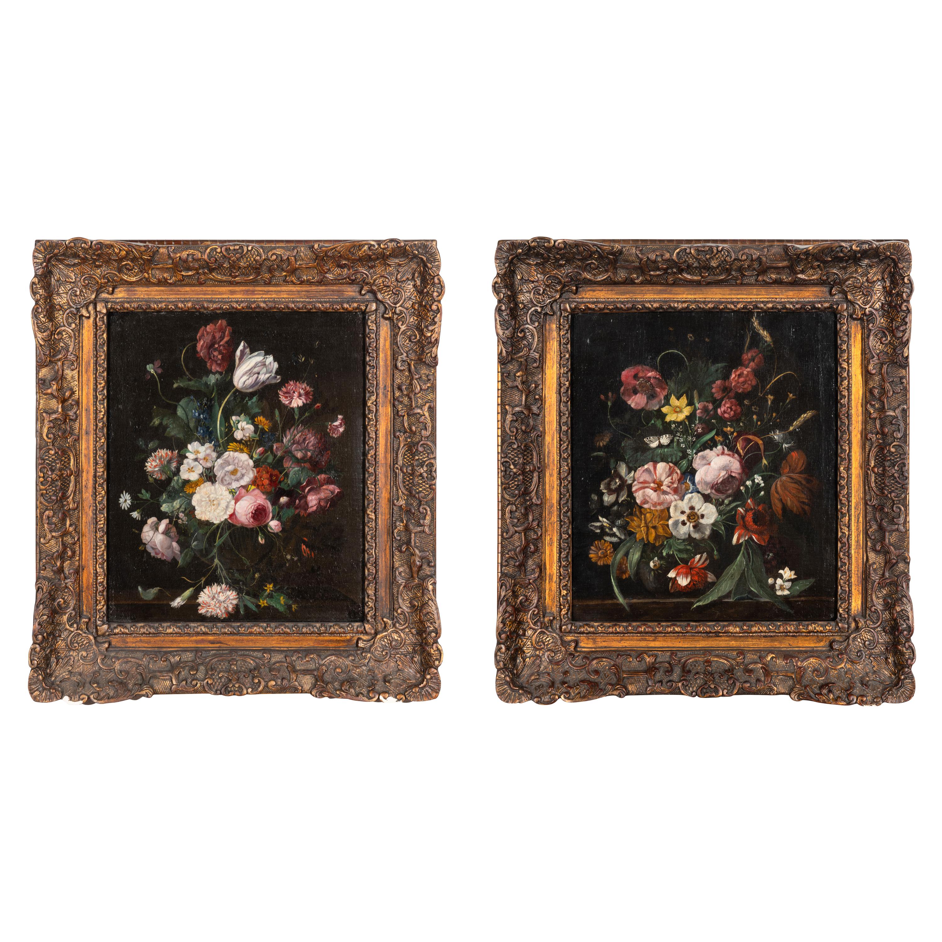 Dutch School, 19th Century — Still Lifes with Flowers (a pair of works)