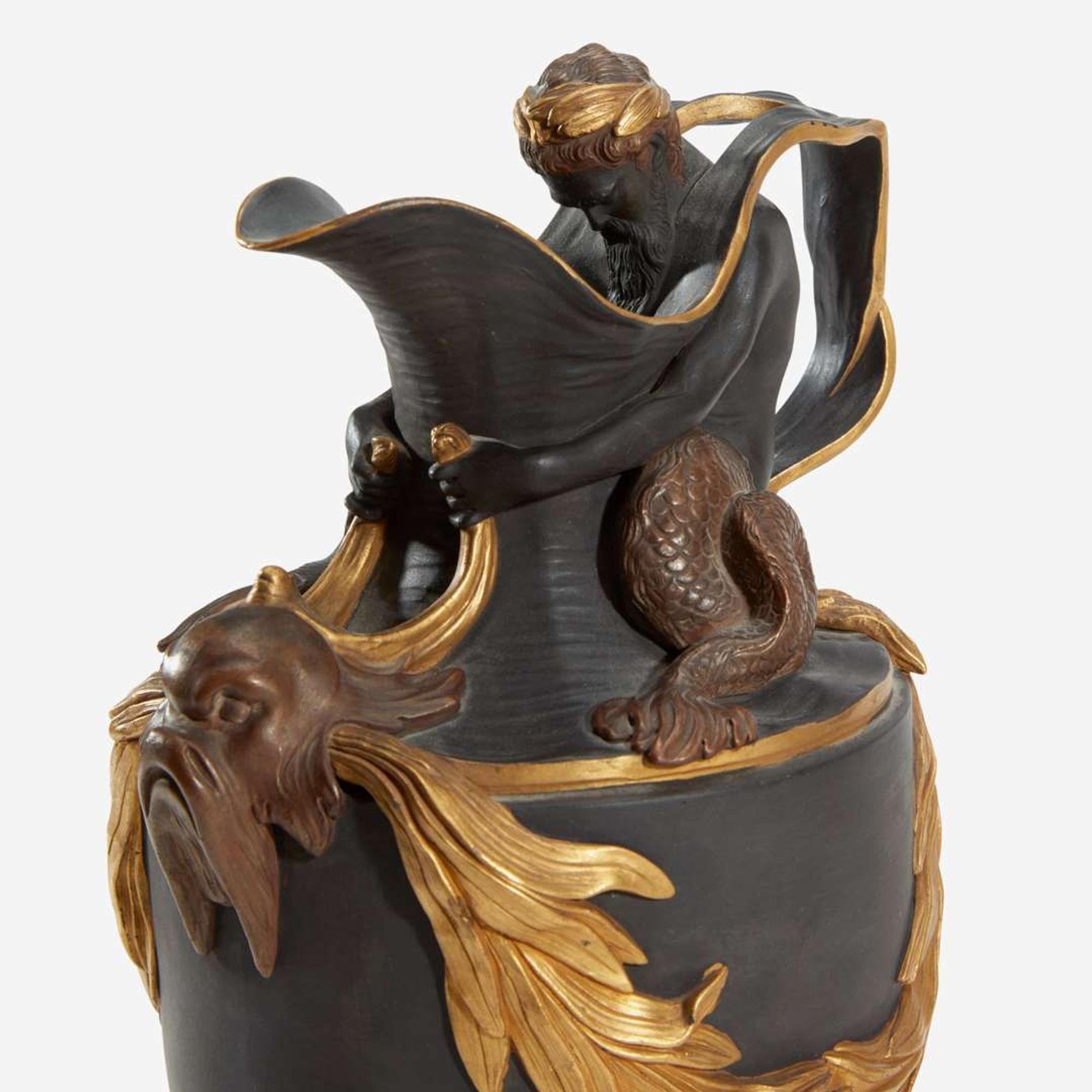 A Wedgwood parcel-gilt and bronzed black basalt ewer late 18th / early 19th century