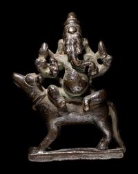 An Indian Bronze Figure of Ganesha Mounted
