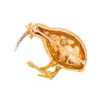 YELLOW GOLD KIWI BIRD BROOCH