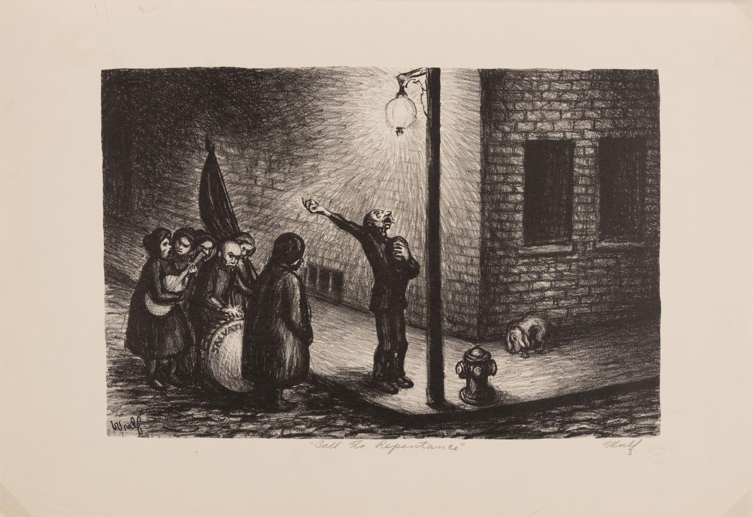 A group of four prints ( Call to Repentance; It is Wonderful; The Corner; Third Street Cafe )