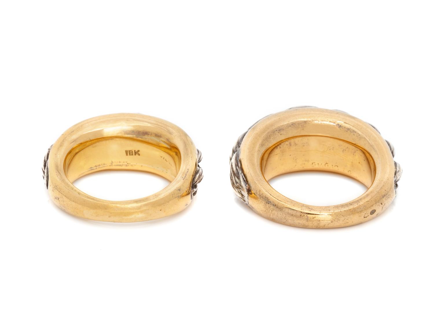 VAN CLEEF & ARPELS, PAIR OF YELLOW GOLD AND SILVER RINGS