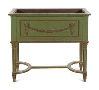 A Continental Polychrome Decorated Planter Box on Stand