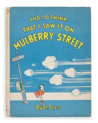[CHILDREN'S BOOKS]. SEUSS, Dr. [pseudonym of Theodore Geisel] (1904-1991). And to Think That I Saw It on Mulberry Street . New York: The Vanguard Press, 1937.