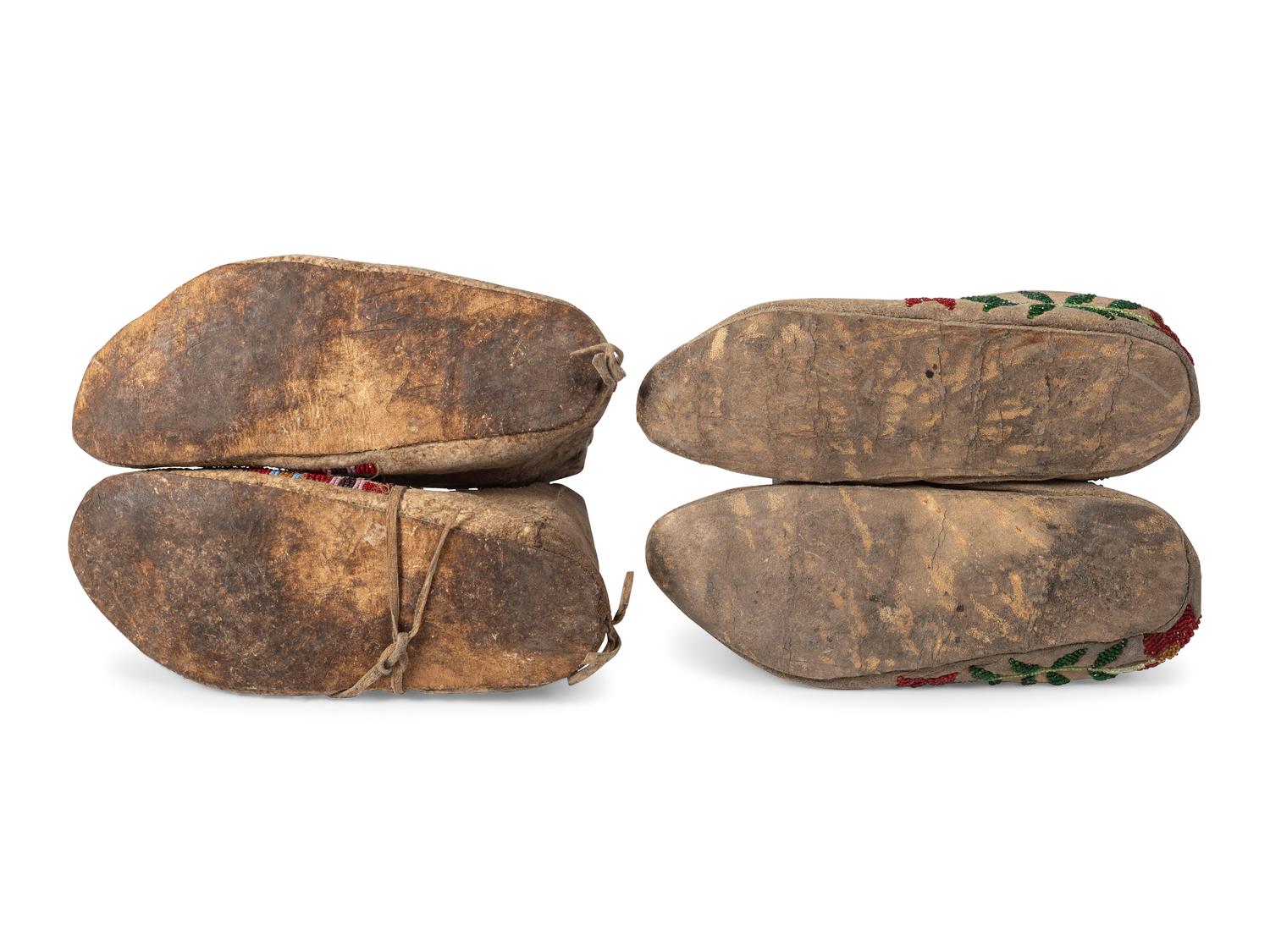 Northern Plains Beaded Hide Moccasins