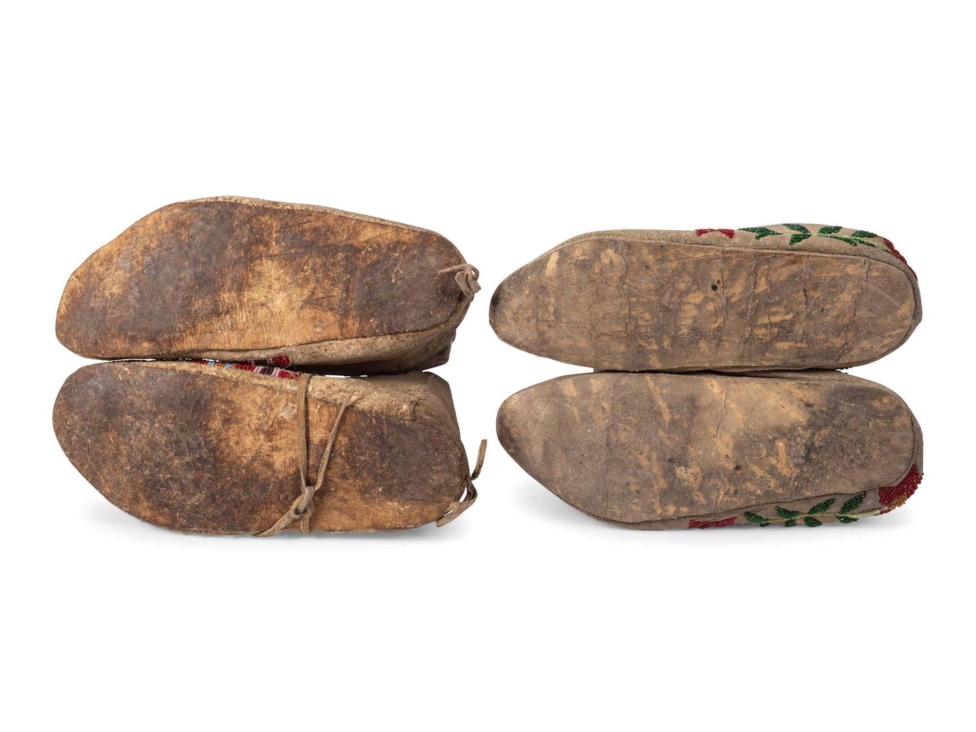 Northern Plains Beaded Hide Moccasins