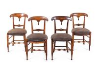 Four Continental Walnut Dining Chairs