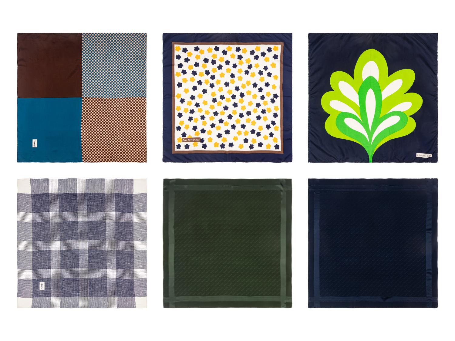 Six Designer Silk Scarves