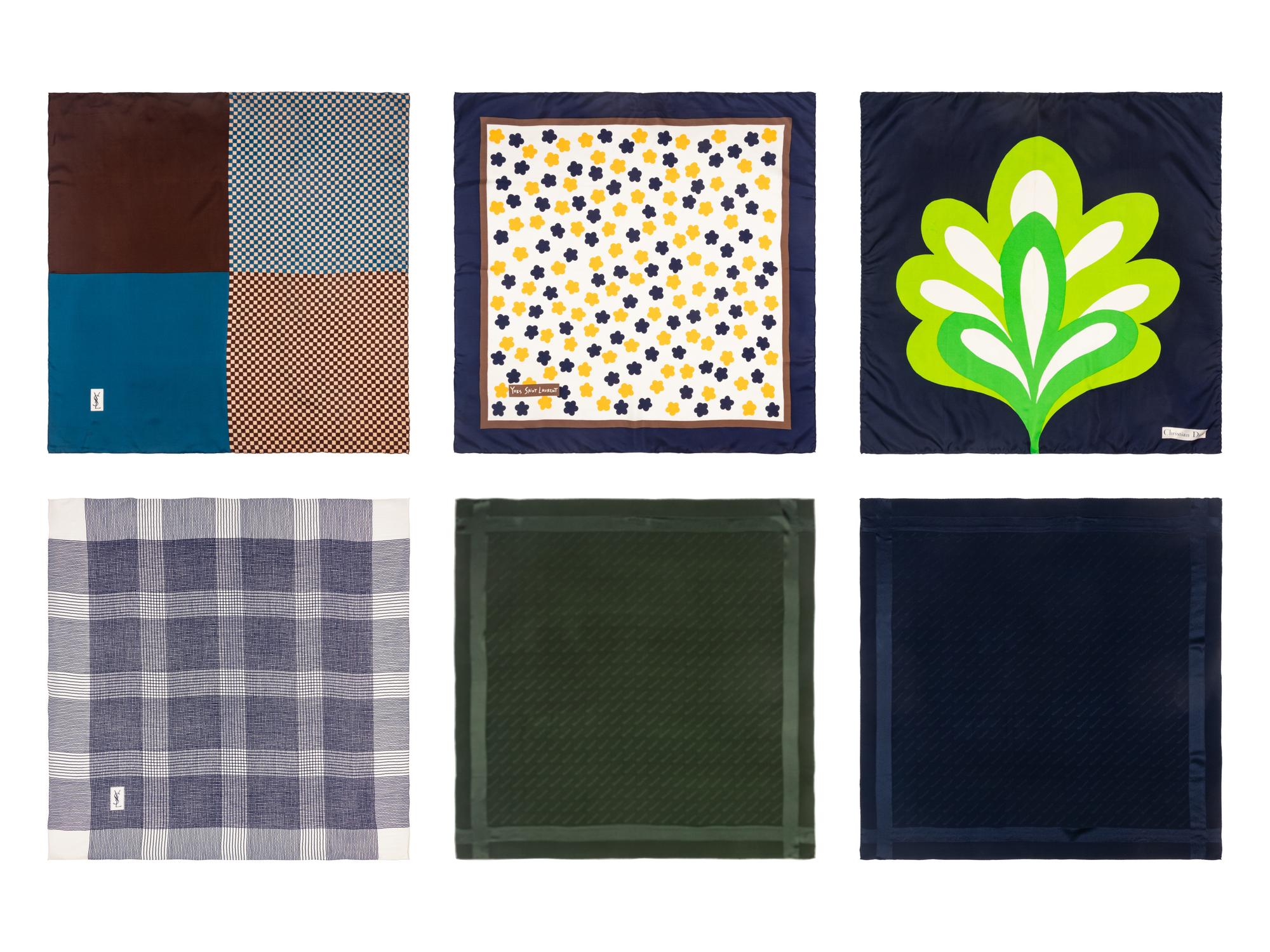 Six Designer Silk Scarves