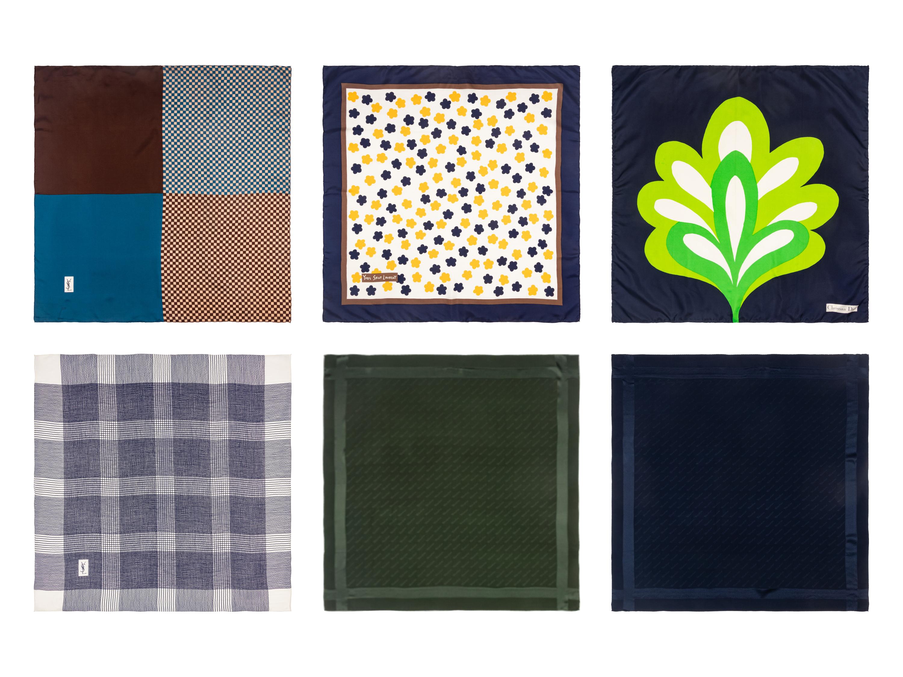 Six Designer Silk Scarves