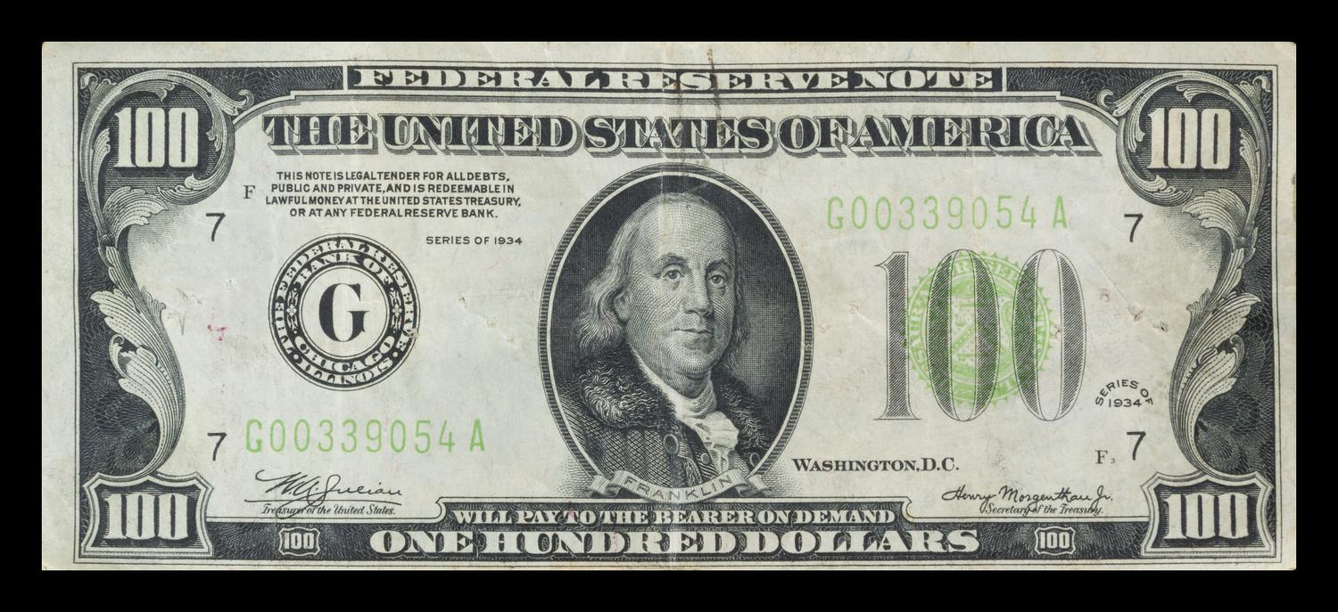 A United States 1934-G $100 Federal Reserve Note
