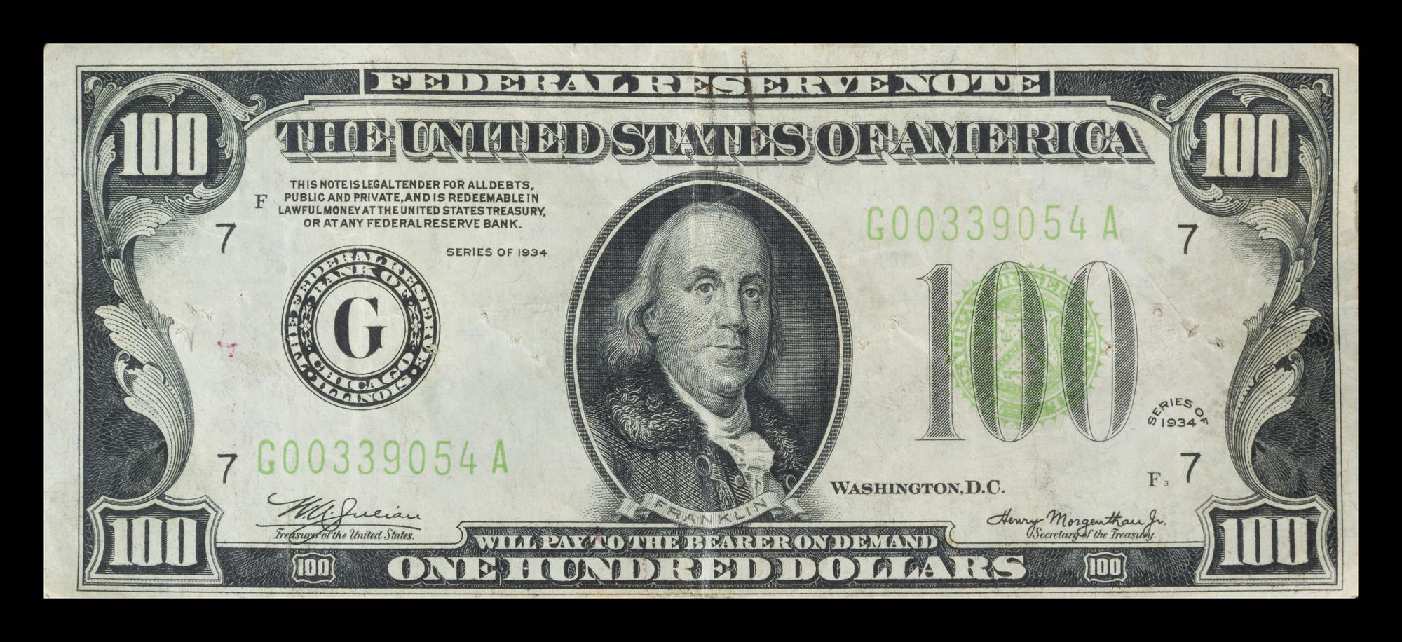 A United States 1934-G $100 Federal Reserve Note