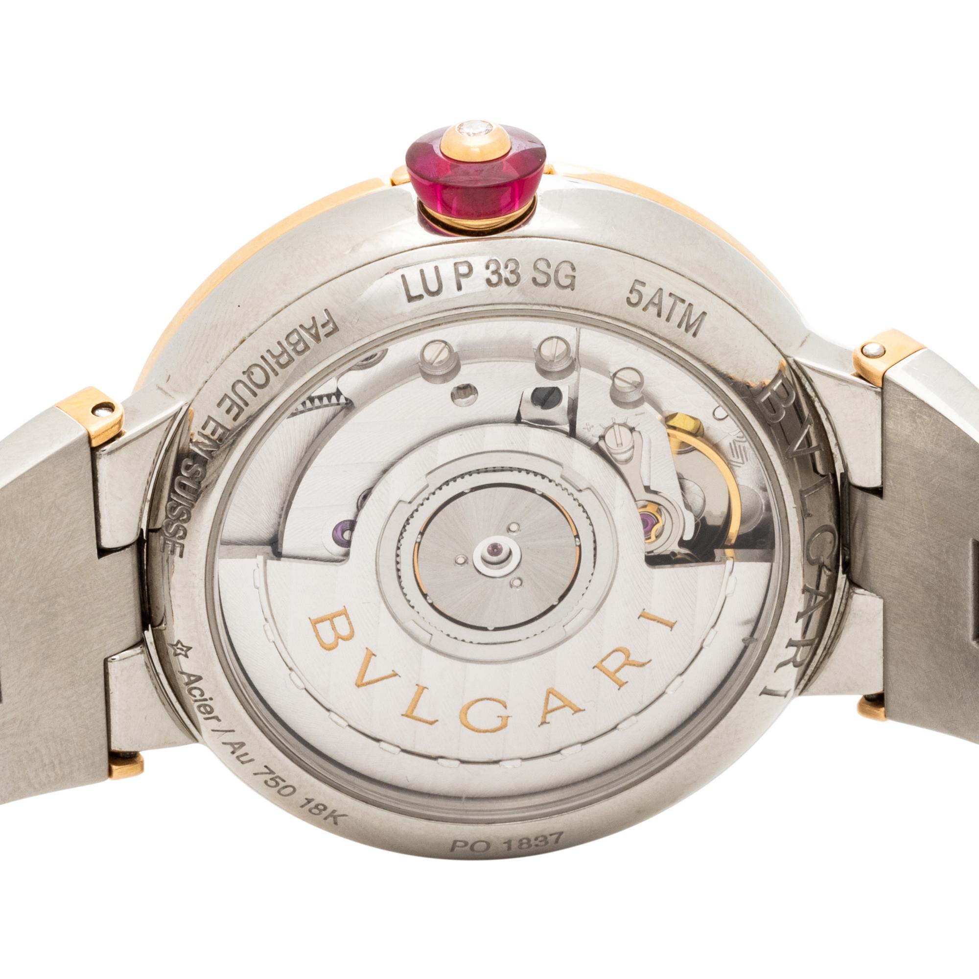 BULGARI, STAINLESS STEEL, ROSE GOLD, MOTHER OF PEARL, AND DIAMOND 'LUCEA' WATCH