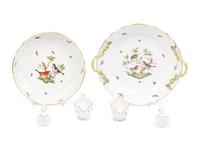 A Collection of Herend Rothschild Bird Porcelain Serving Pieces