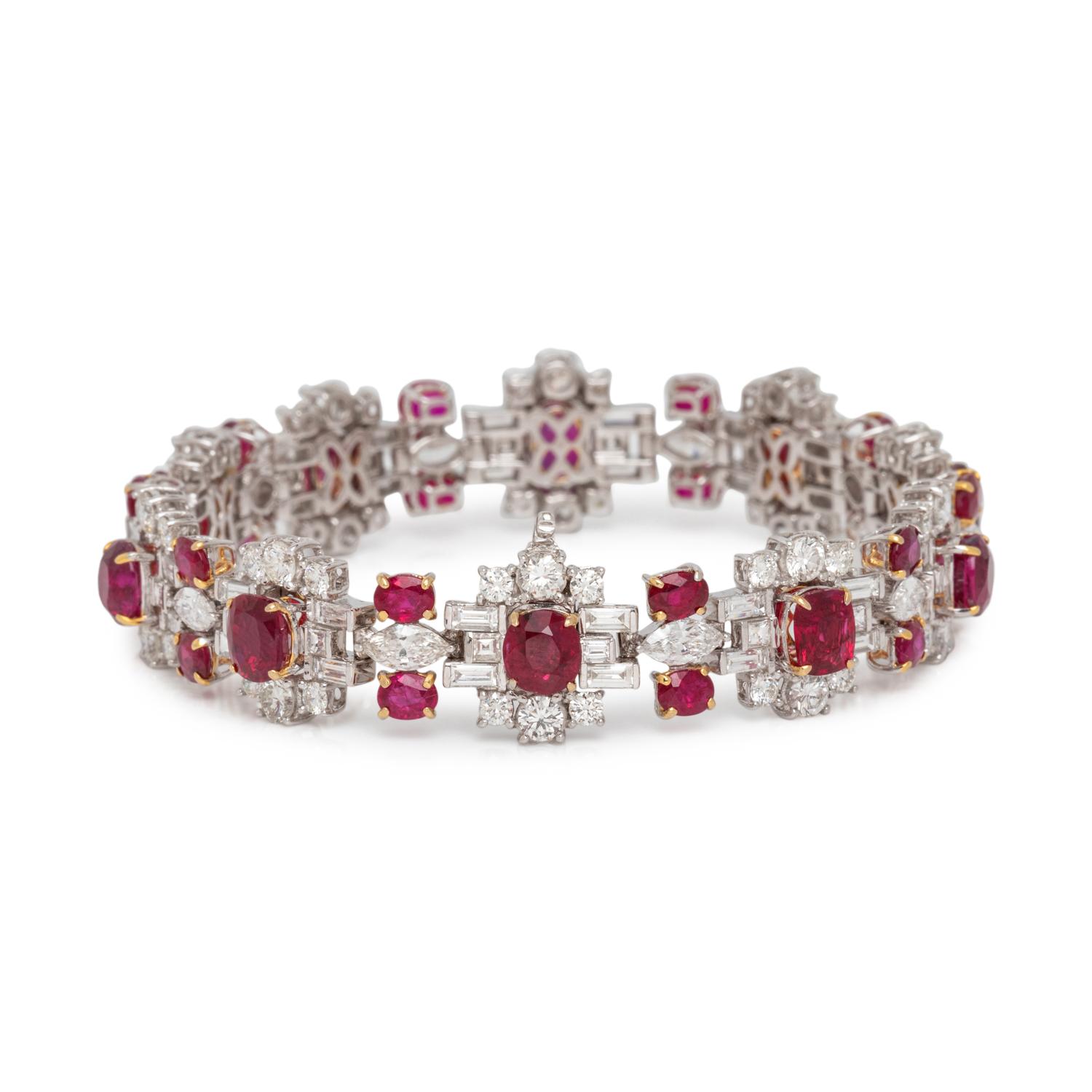 UNHEATED BURMESE RUBY AND DIAMOND BRACELET