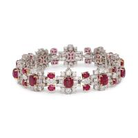 UNHEATED BURMESE RUBY AND DIAMOND BRACELET