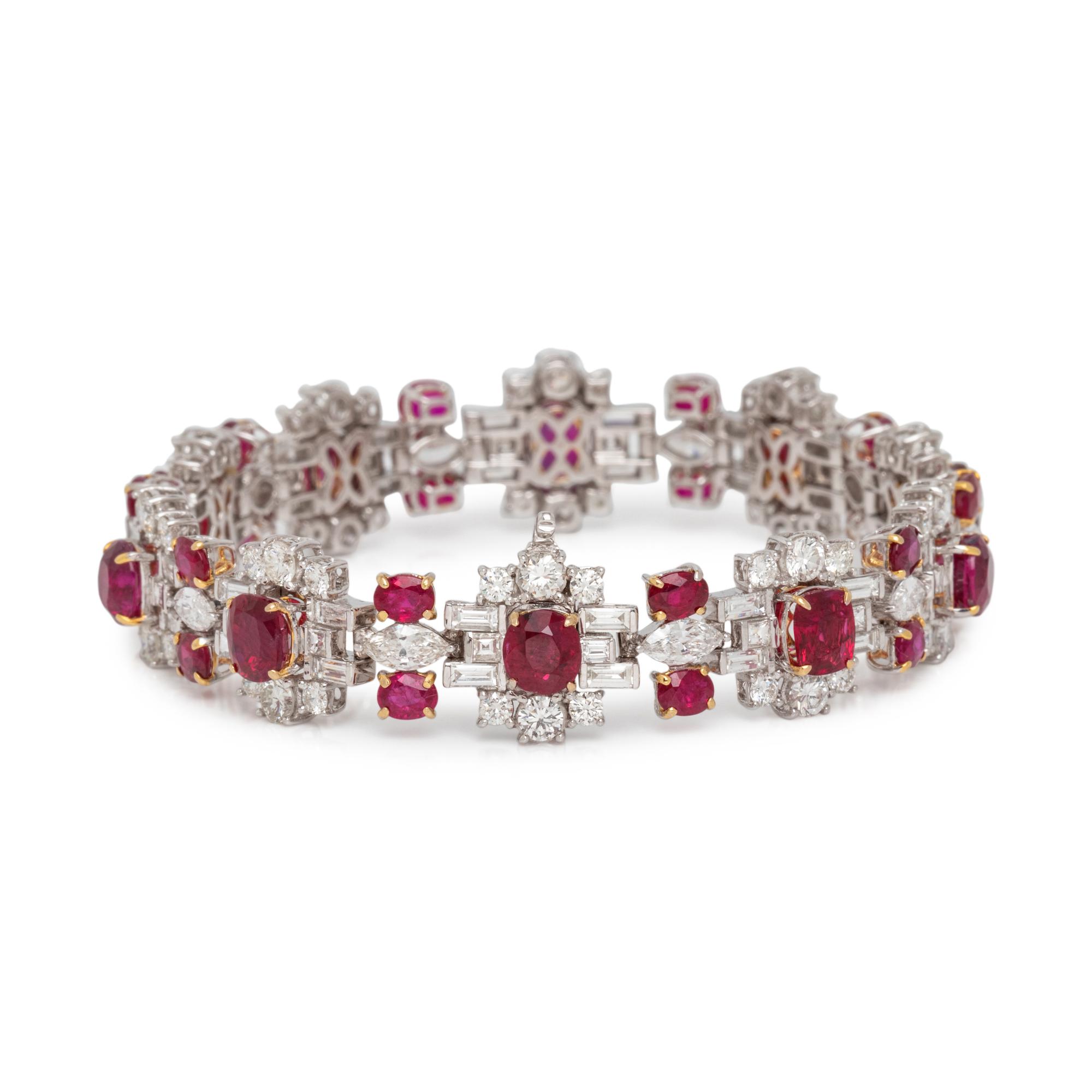 UNHEATED BURMESE RUBY AND DIAMOND BRACELET