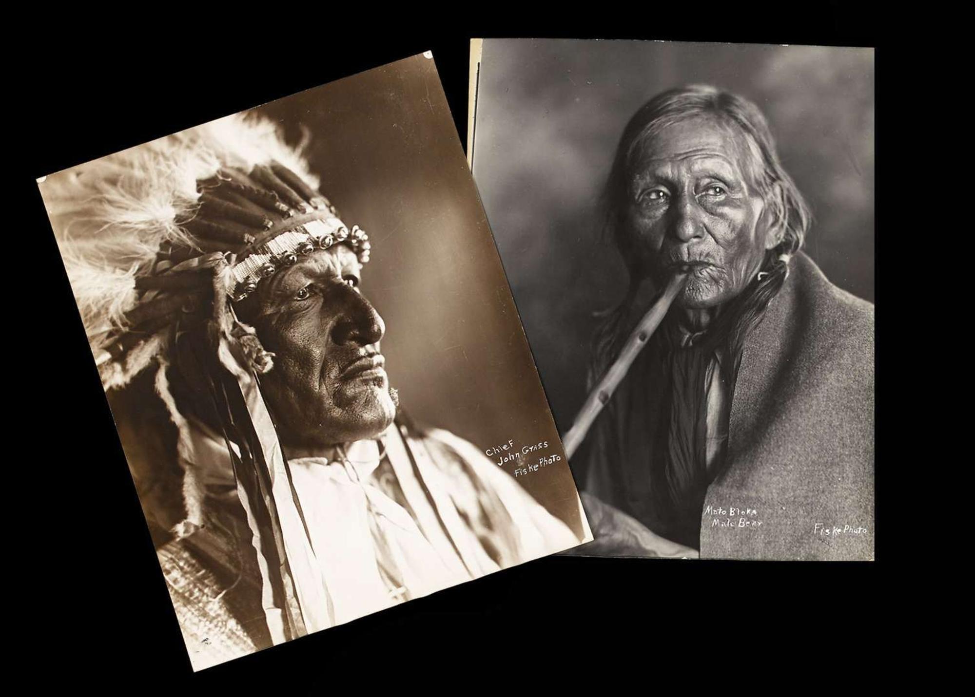 Frank Bennett Fiske (1883-1952) group of eight portrait photographs of indians