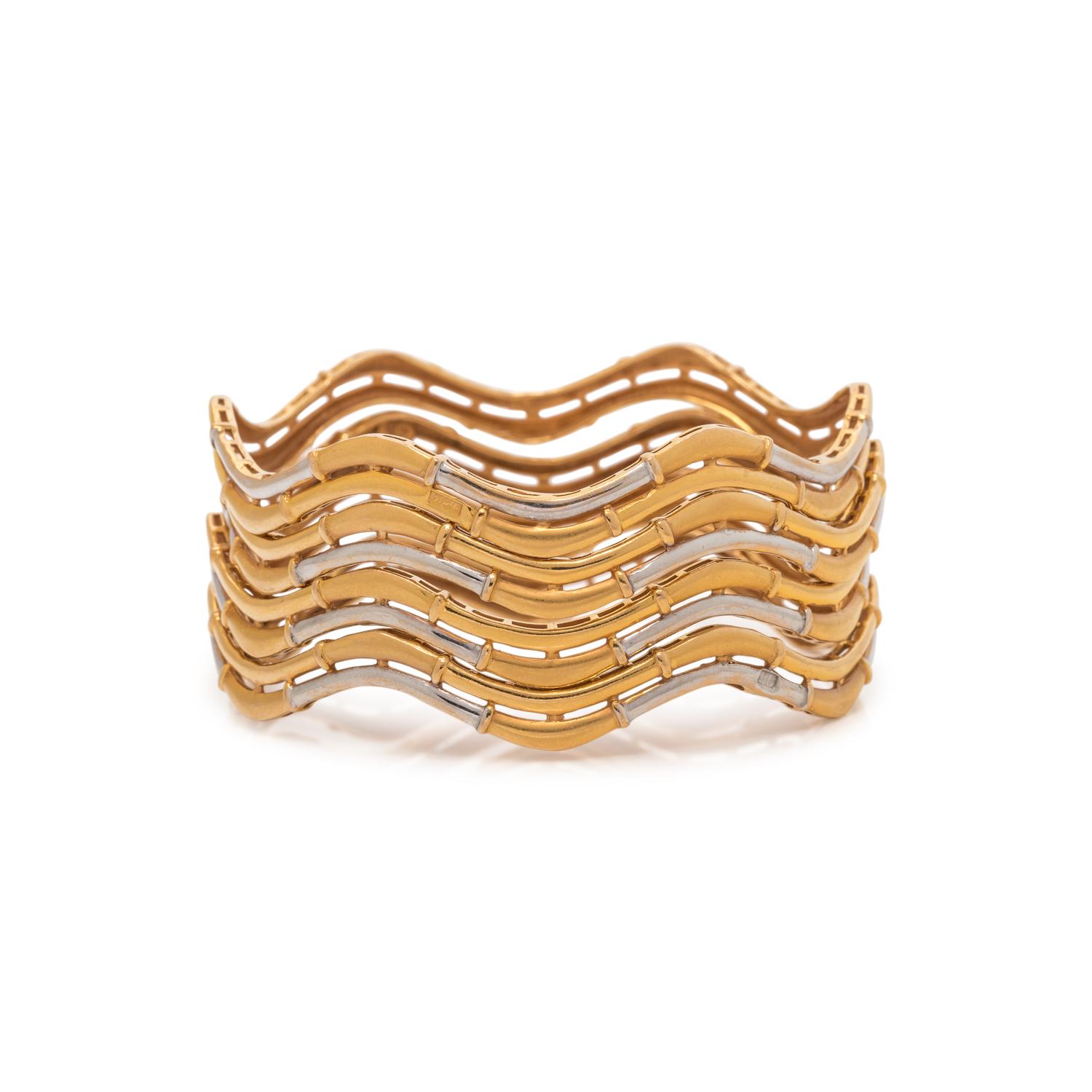 BICOLOR GOLD BANGLE BRACELET SET