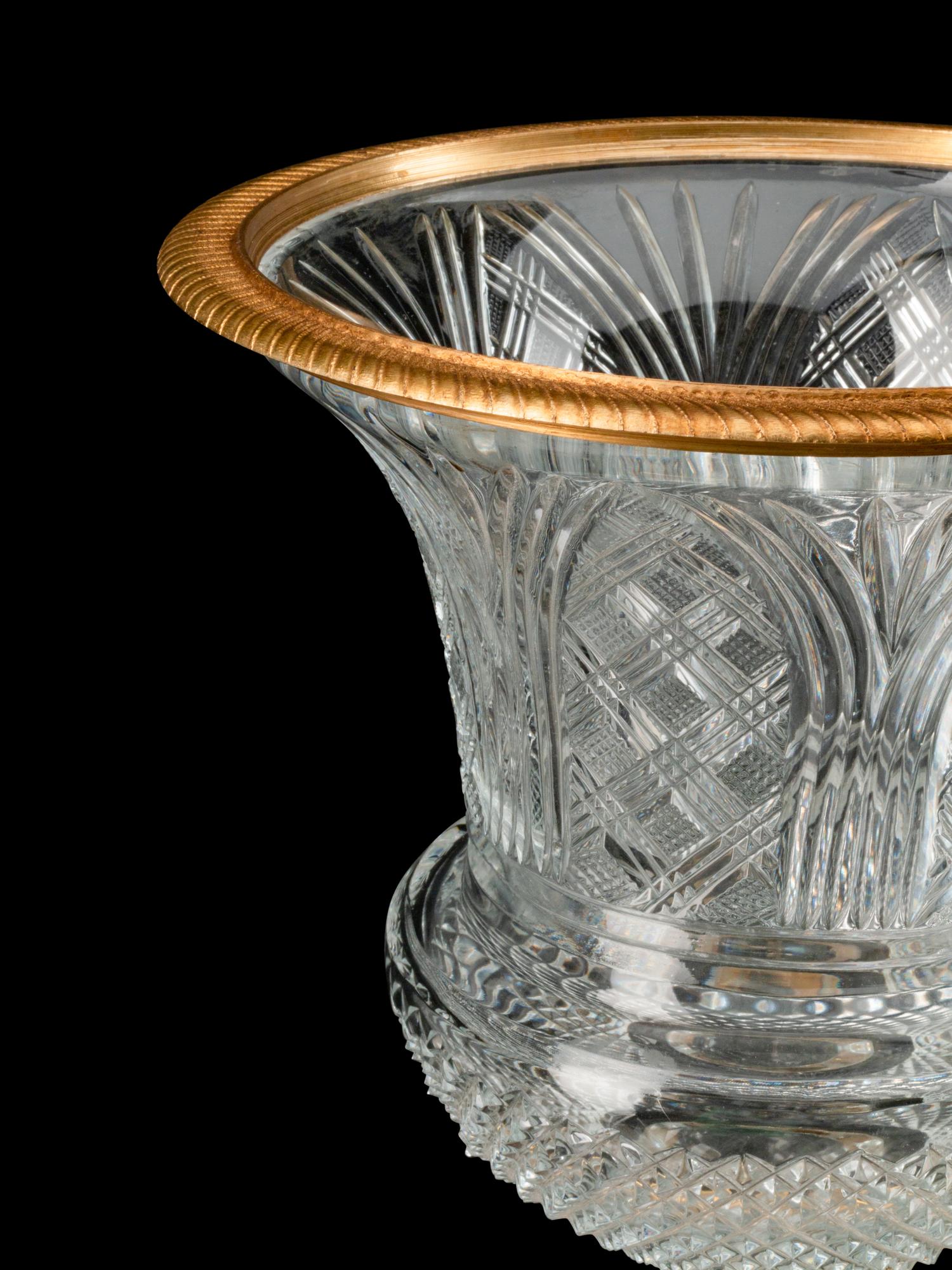 A Pair of Gilt-Bronze-Mounted Cut Glass Urns