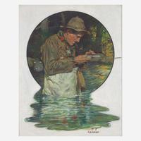 Joseph F. Kernan (American, 1878–1958) Tying on a Fly (Saturday Evening Post Cover)