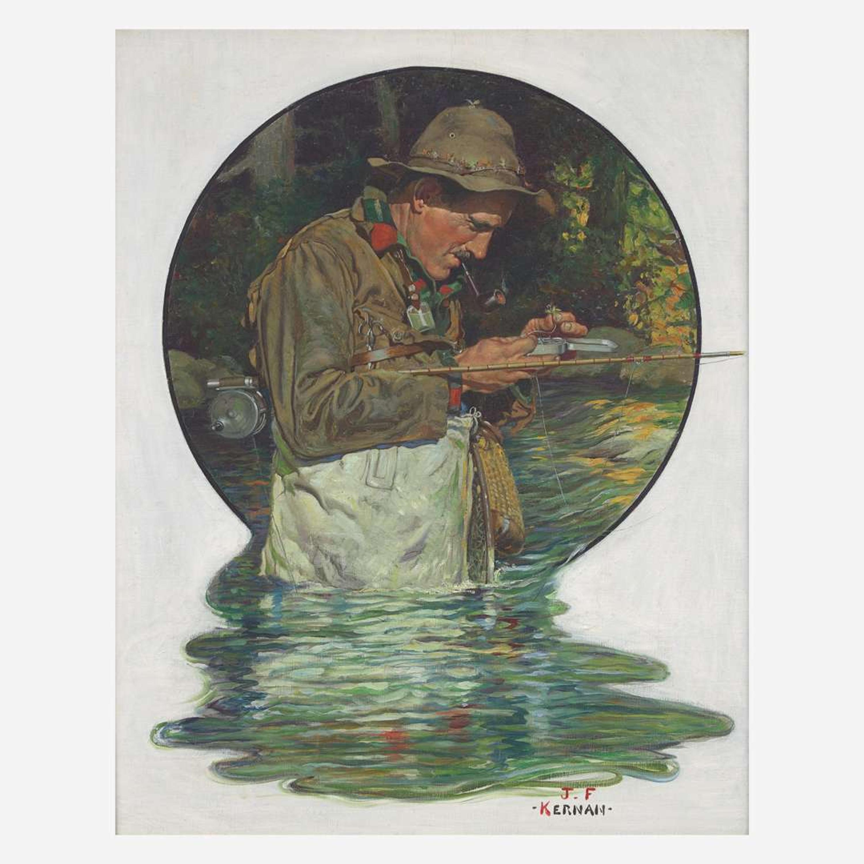 Joseph F. Kernan (American, 1878–1958) Tying on a Fly (Saturday Evening Post Cover)