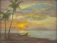 Philippine School, 20th century — Manila City Hall and Seascape (A Pair)
