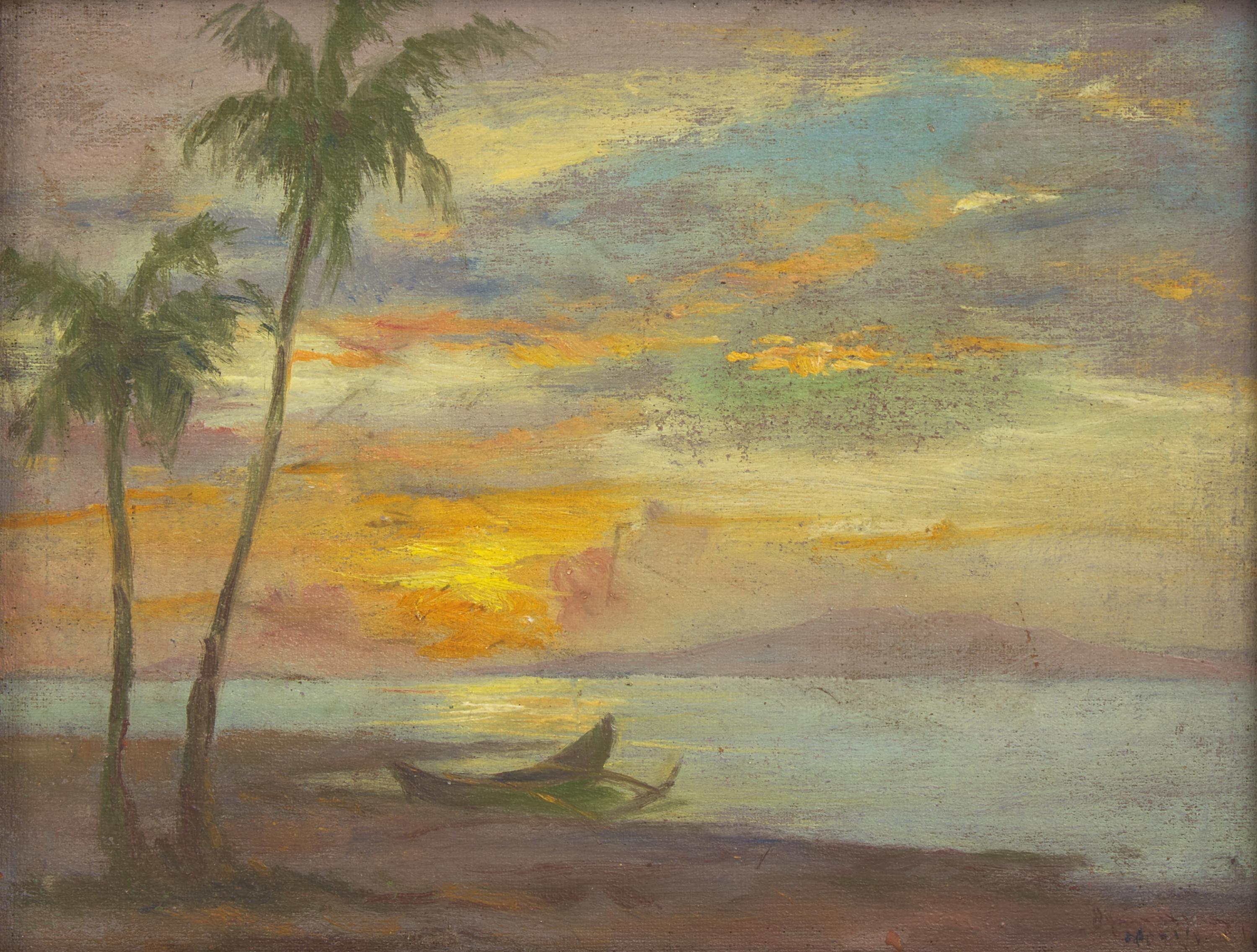 Philippine School, 20th century — Manila City Hall and Seascape (A Pair)
