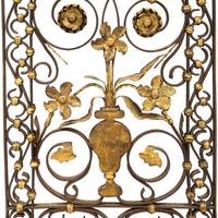 Three Spanish Parcel Gilt Wrought Iron Architectural Panels