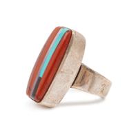 Silver and Multi-Stone Inlay Ring