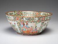 A Chinese Export Rose Medallion Punch Bowl