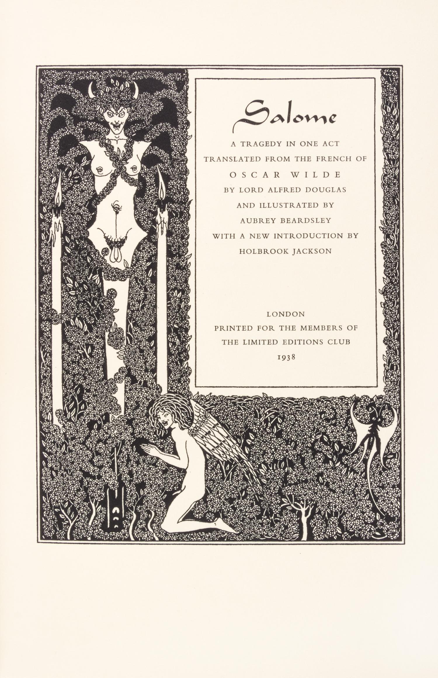 (LIMITED EDITIONS CLUB) WILDE, OSCAR. Salome. London, 1938. 2 vols. One of 1,500 copies, with 10 orig. pochoirs, signed by Derain.