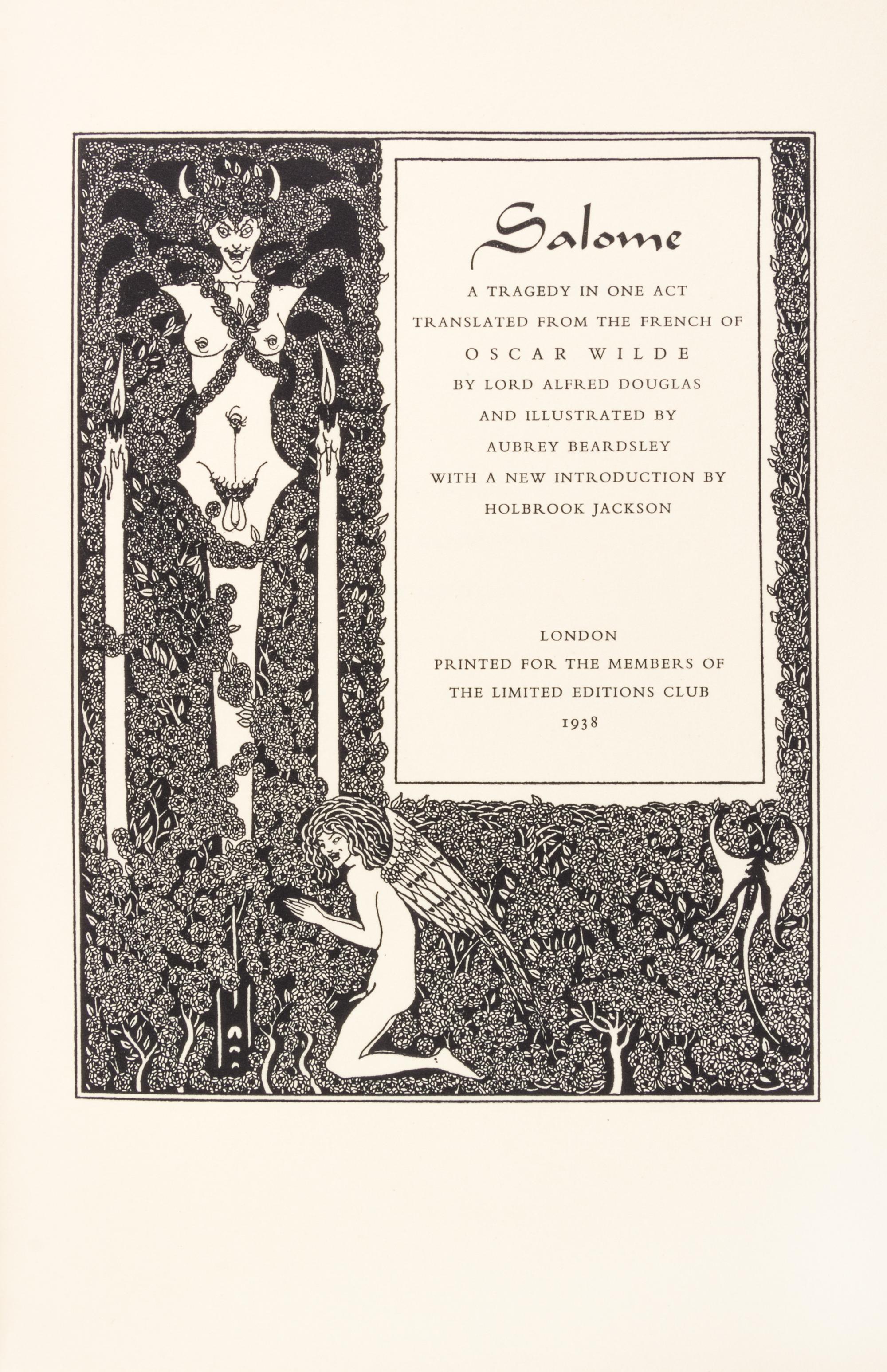 (LIMITED EDITIONS CLUB) WILDE, OSCAR. Salome. London, 1938. 2 vols. One of 1,500 copies, with 10 orig. pochoirs, signed by Derain.