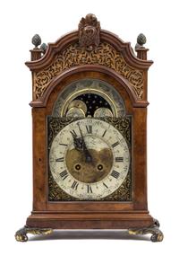 A George II Style Burlwood Bracket Clock Height 18 3/4 inches. — LATE 19TH CENTURY